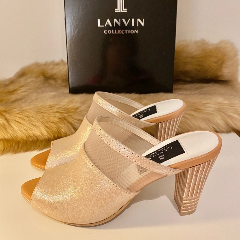 LANVIN Collection Gold/Nude Sandal Pumps